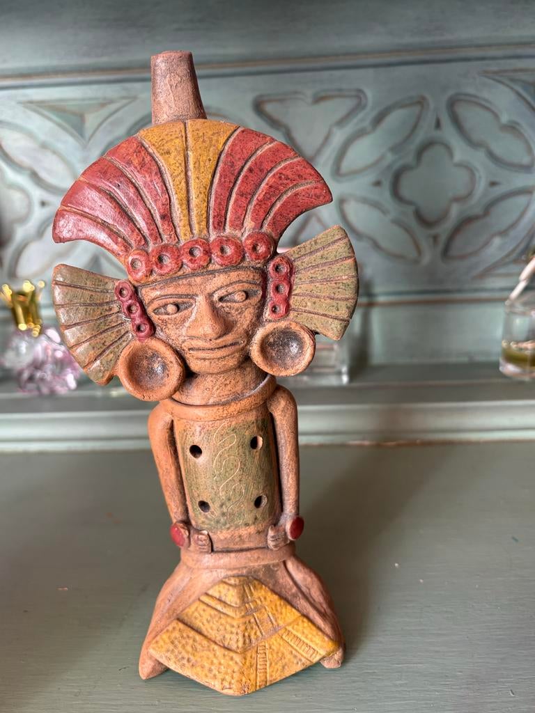 Mexicaans beeldje / fluit - Handgemaakt aardewerk, Ophalen of Verzenden