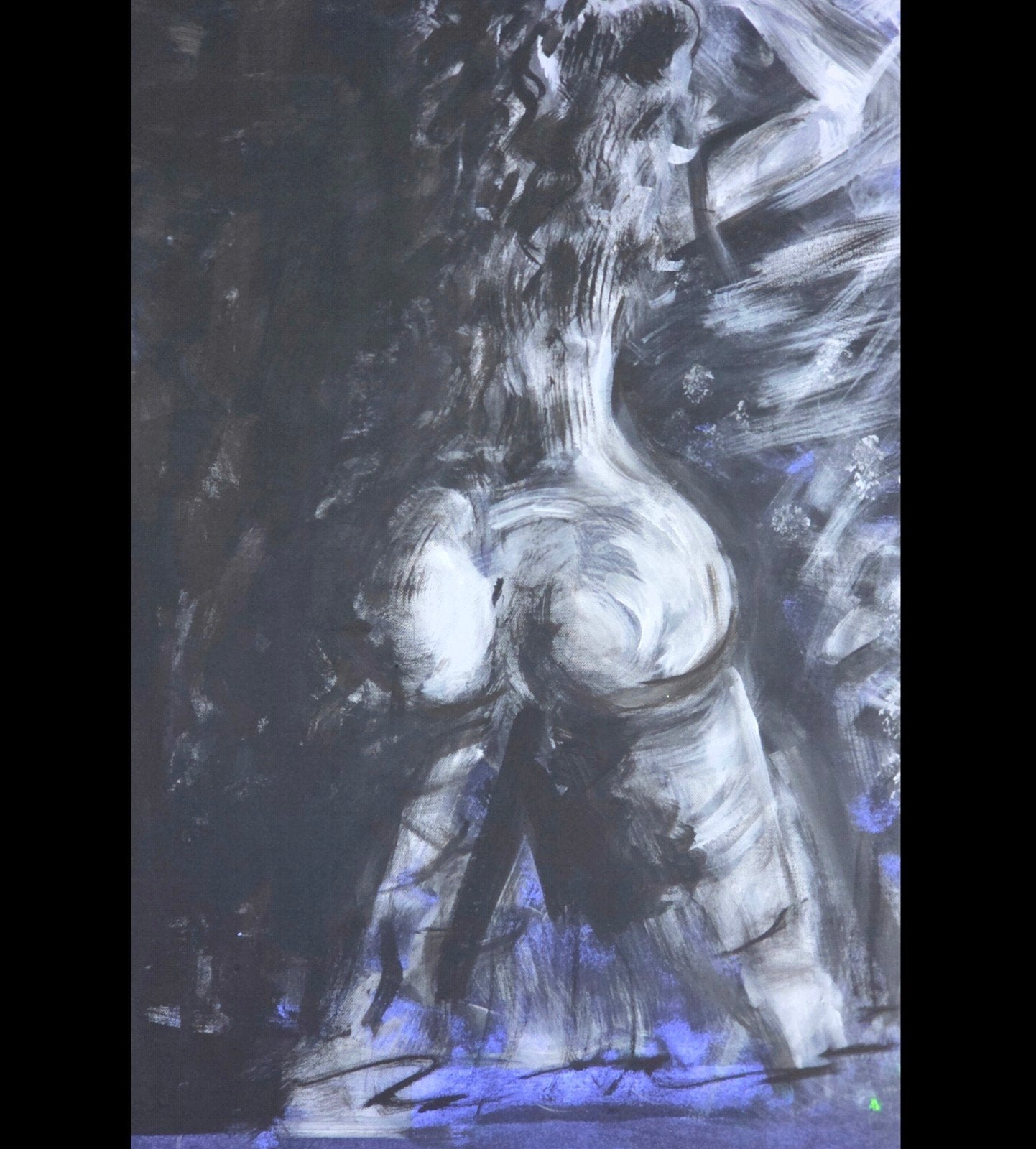 blue in the dark  dit werk is hand gemaakt 90x70 cm, Ophalen of Verzenden