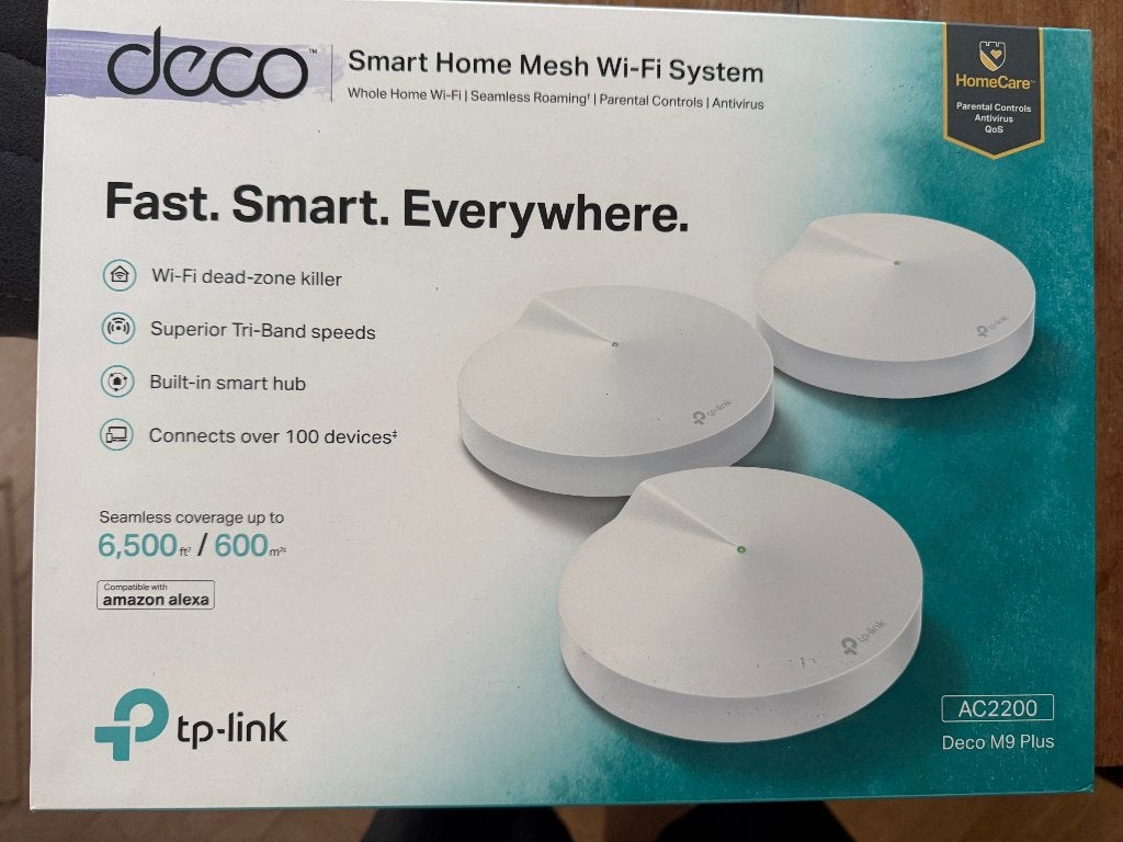 TP-Link Deco M9 Plus (3 units) V2.0 + laatste firmware, Ophalen of Verzenden, Zo goed als nieuw, Router met modem, TPLink
