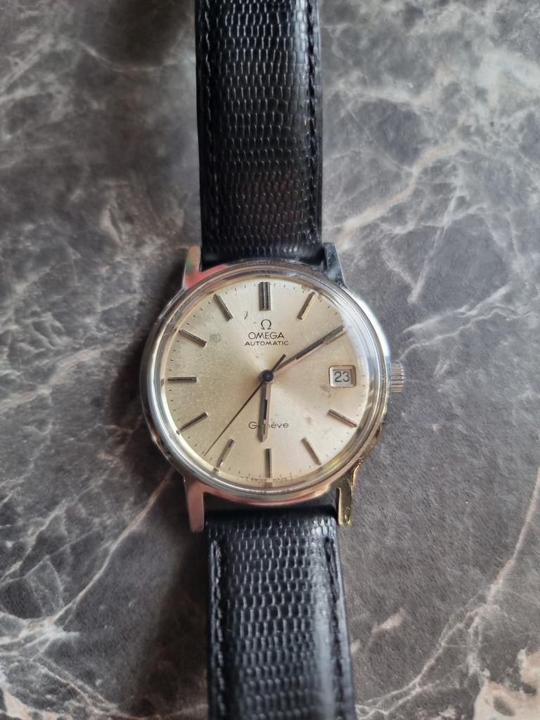 Vintage Omega Genève Automatisch Horloge, Staal, Polshorloge, Ophalen of Verzenden, Omega