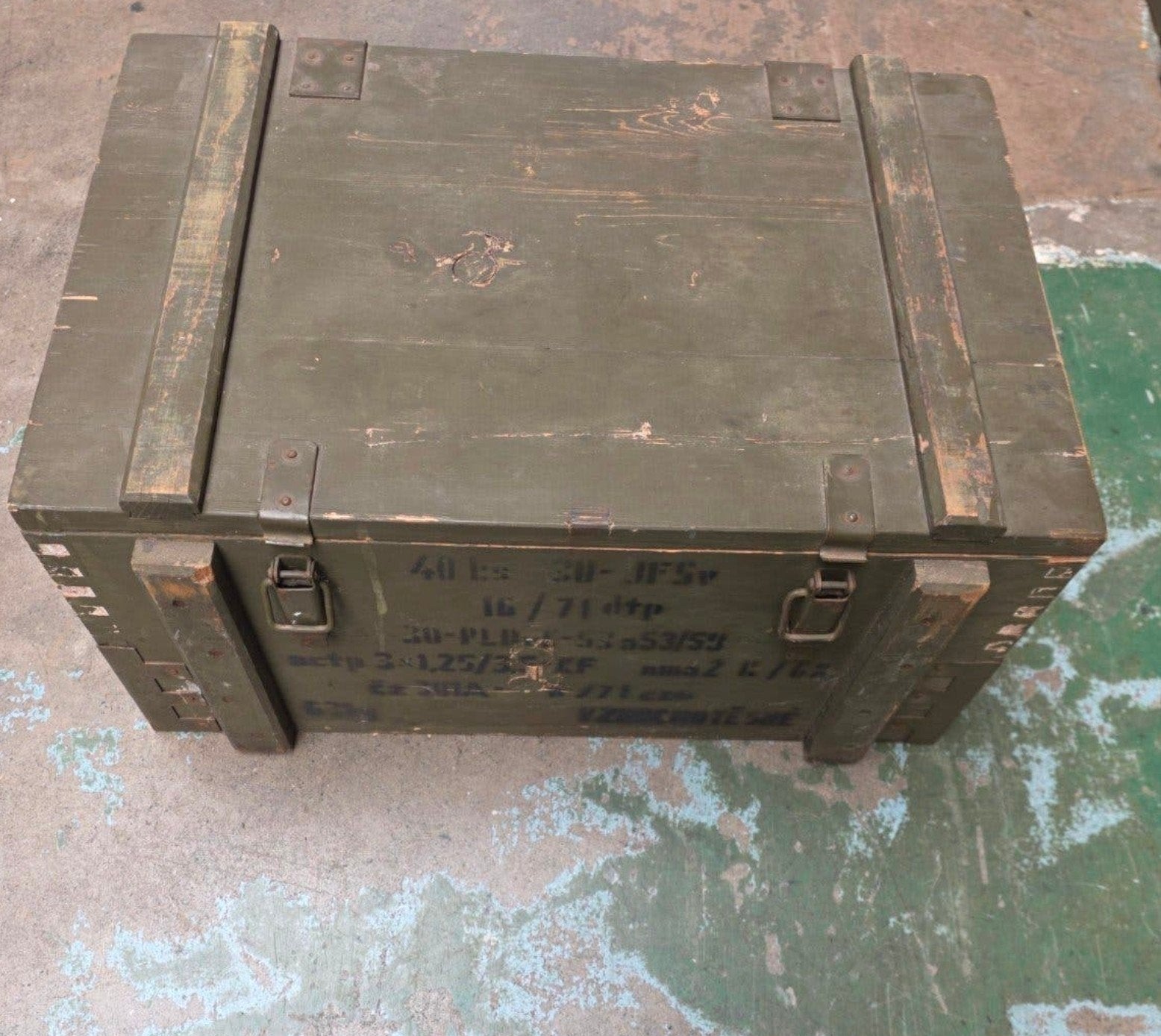 Leger houten kist metalen handvaten 58x38x28cm, Ophalen, Minder dan 50 cm, 50 tot 100 cm, .