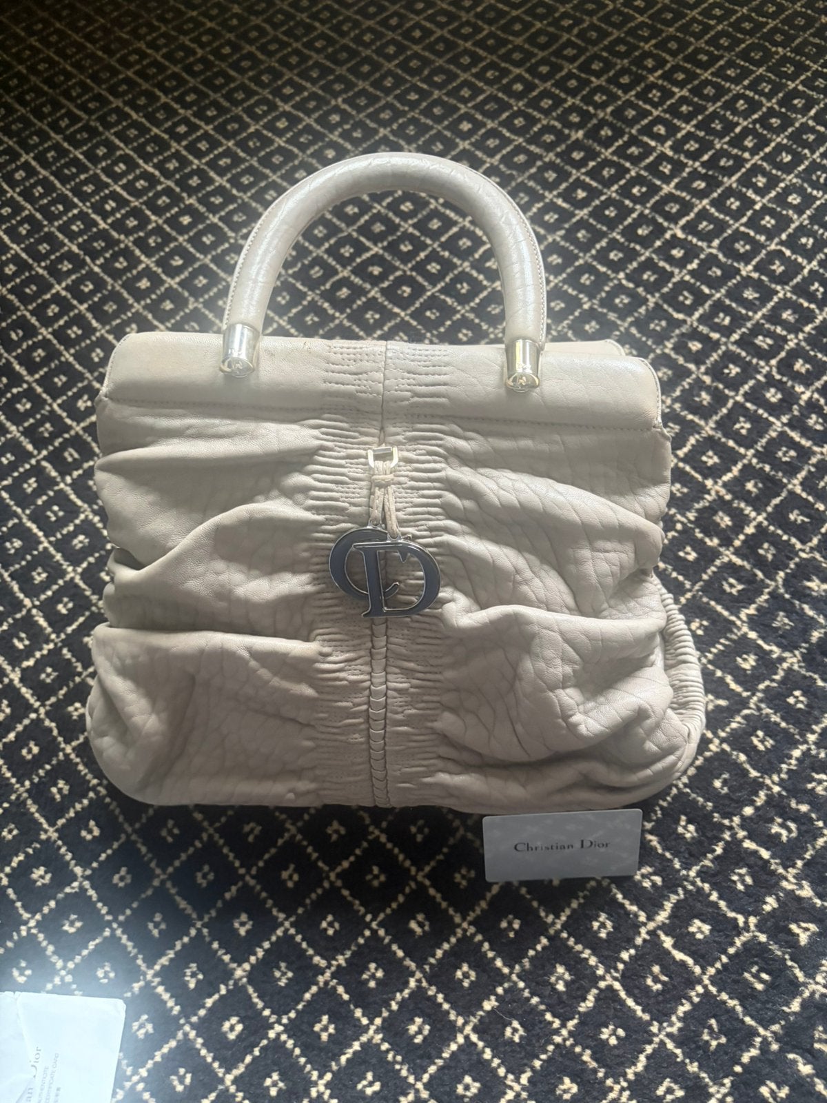 Christian Dior handtas – lamsleer, Verzenden, Zo goed als nieuw, Grijs, Handtas