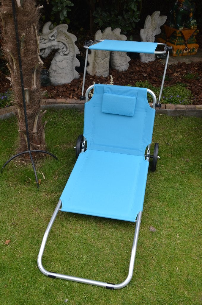 3-in-1: Crivit strandstoel, ligbed en transporthulp met zon, Caravans en Kamperen, Ophalen of Verzenden, Zo goed als nieuw, Campingstoel