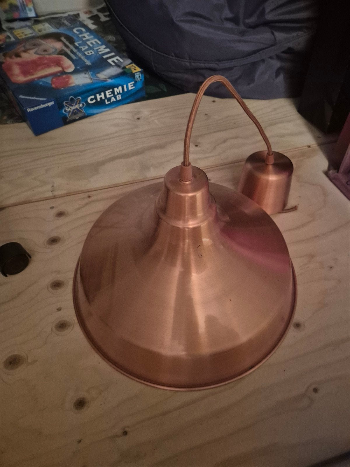 Koperen hanglamp - Industriële stijl, Ophalen, Gebruikt, E27 (groot), Metaal