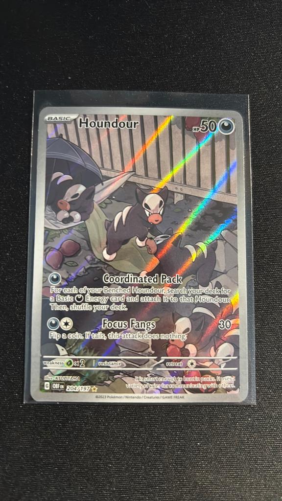 Houndour 204/197 | NM | Obsidian Flames, Ophalen of Verzenden, Zo goed als nieuw, Losse kaart, Foil