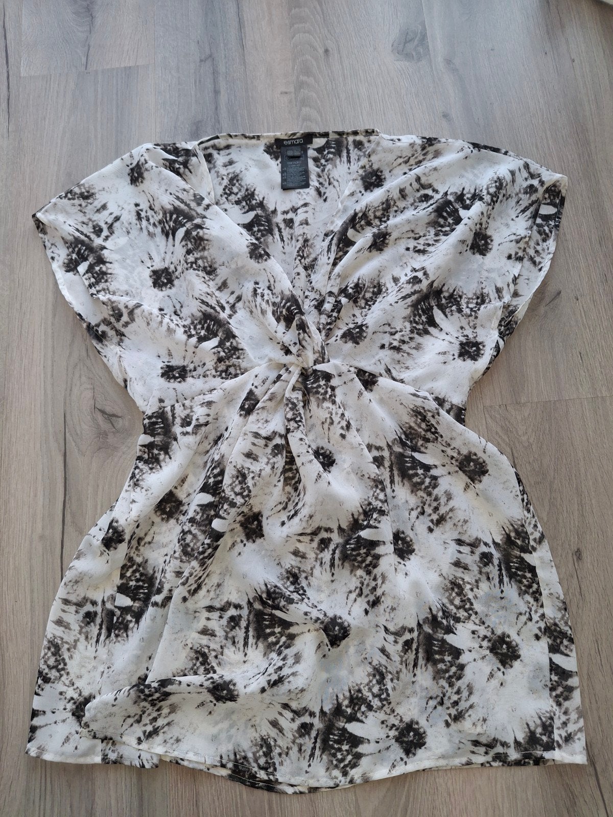 Esmara zwart wit blouse met print, maat M 40/42.bijna gratis, Maat 38/40 (M), Zwart, Nieuw, Korte mouw
