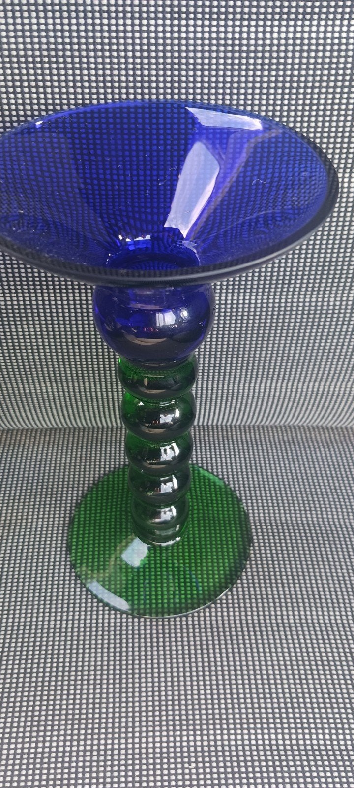 Decoratieve glazen kandelaar blauw en groen, Ophalen of Verzenden