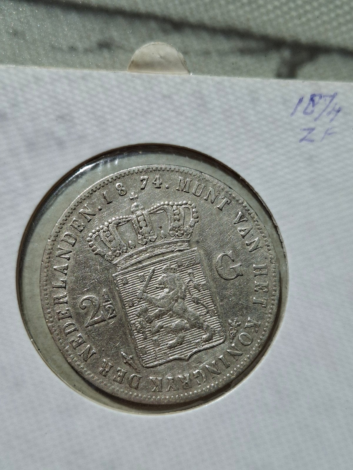 rijksdaalder 1874 willem 3 2½ gulden munt, Koning Willem III, Zilver, Ophalen of Verzenden, Losse munt