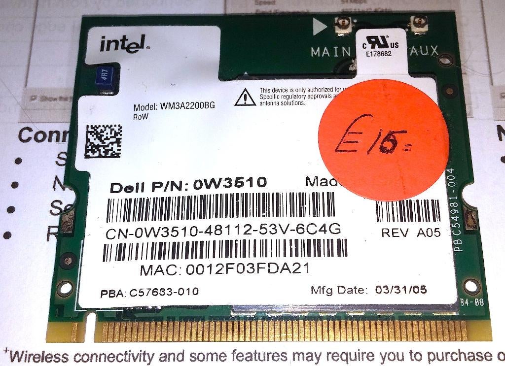 Intel Pro WM3B2200BG Mini PCI 2.4Ghz Wifi PCI netwerkkaart, Ophalen of Verzenden, Intel