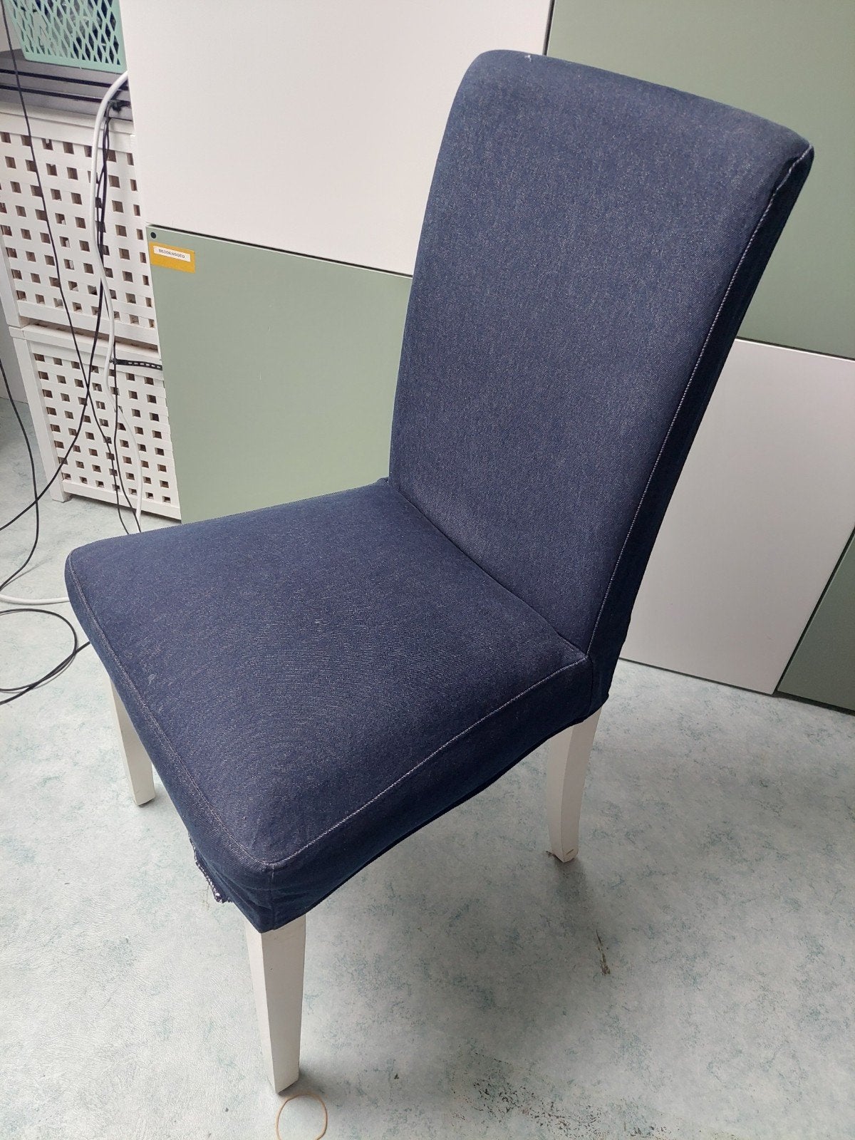 3x IKEA Hendriksdal stoelen met spijkerstof hoes, Huis en Inrichting, Ophalen, Gebruikt, Drie, Blauw