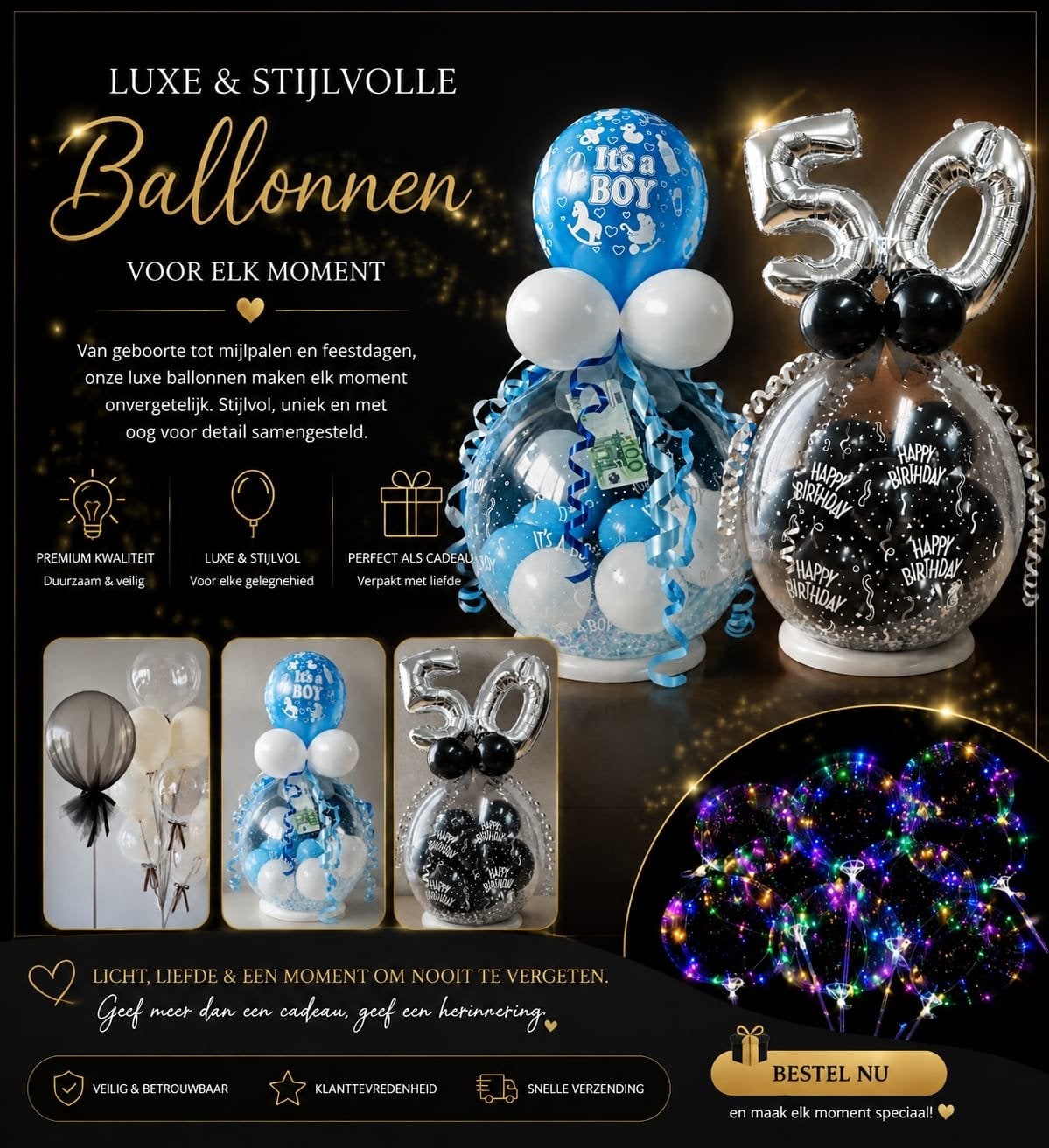 Luxe & Stijlvolle Ballonnen voor Elk Moment, Ophalen of Verzenden, Nieuw, Versiering, Geboorte of Huwelijk