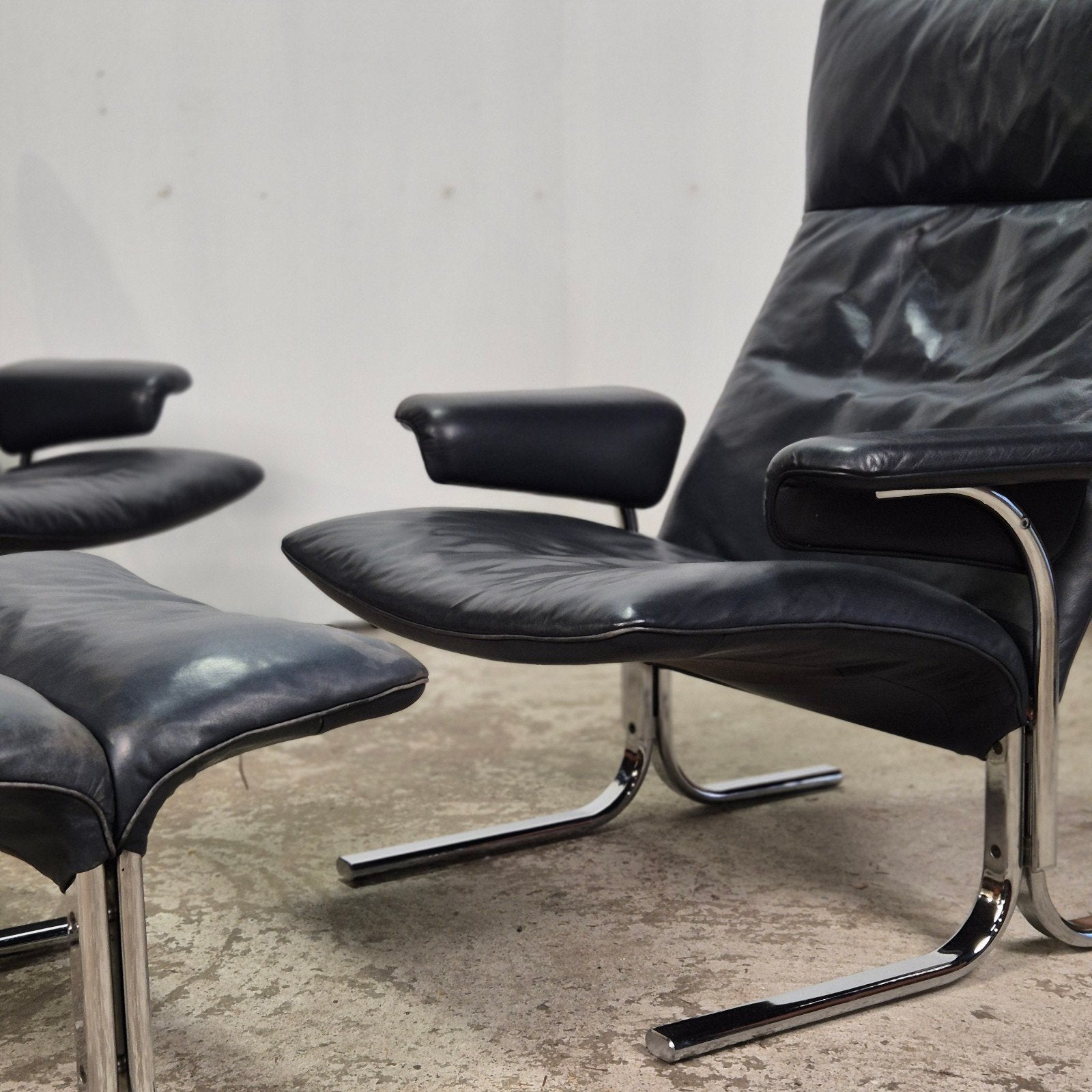 Setprijs! De Sede DS-2030 2x lounge chair + ottoman, vintage, Huis en Inrichting, Ophalen, Gebruikt, De Sede, 75 tot 100 cm