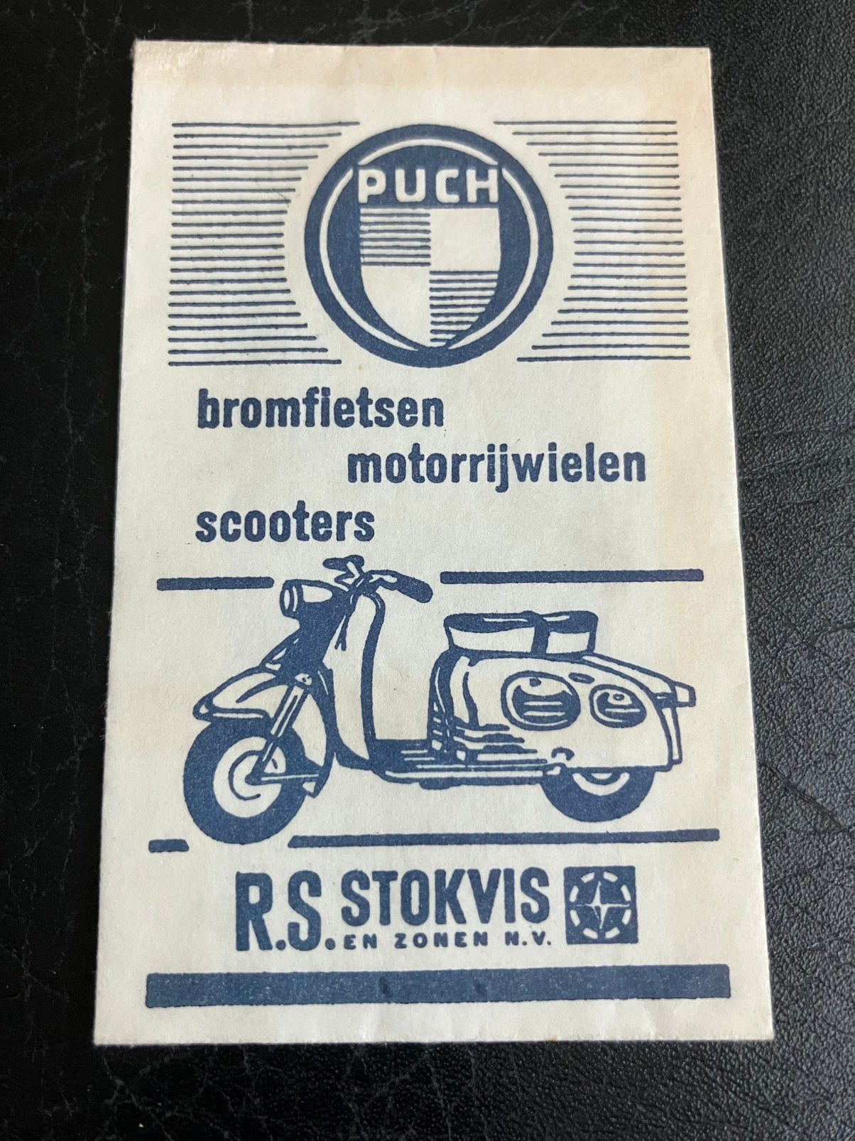 Oud suikerzakjes Stokvis importeur v PUCH Bromfiets- Scooter, Ophalen of Verzenden, Nederland