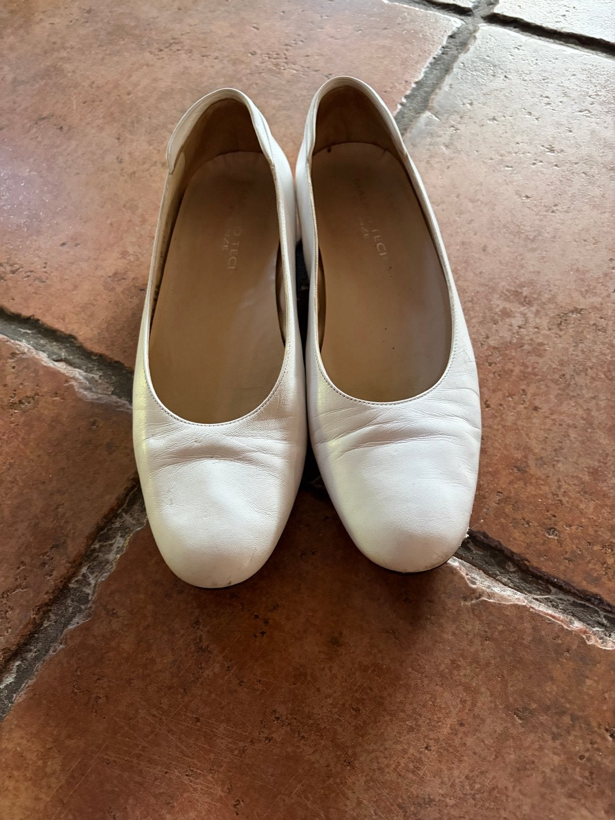 Witte leren ballerina's. Mauro Teci. maat 39.5, Kleding | Dames, Schoenen, Wit, Zo goed als nieuw, Ballerina's, Ophalen of Verzenden
