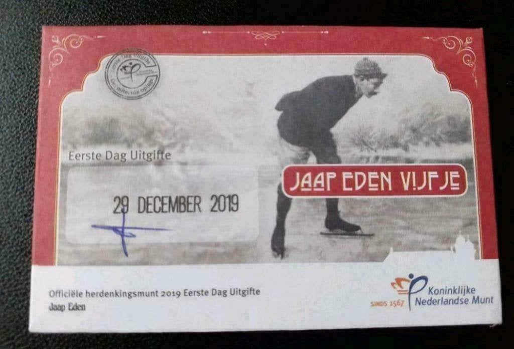 Nederland Jaap Eden Vijfje 2019 - 1e dag coincard, Ophalen of Verzenden, Koningin Beatrix, Euro's, Setje