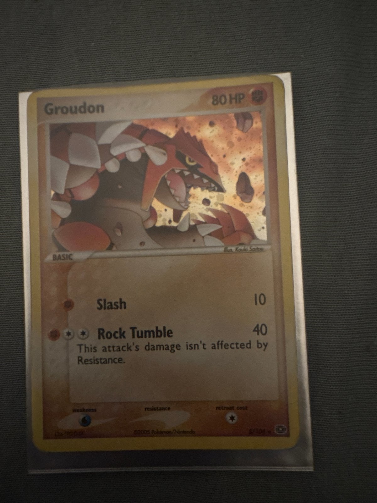 Groudon Pokémon Kaart - Holo - EX Sandstorm 10/100, Ophalen of Verzenden, Zo goed als nieuw, Losse kaart, Foil