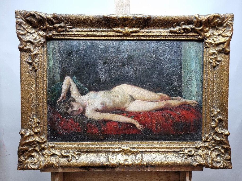 Schilderij naakt woninginrichting woonkamer kunst Art Deco, Ophalen, Paneel, Portret of Personen, Bijzondere lijst