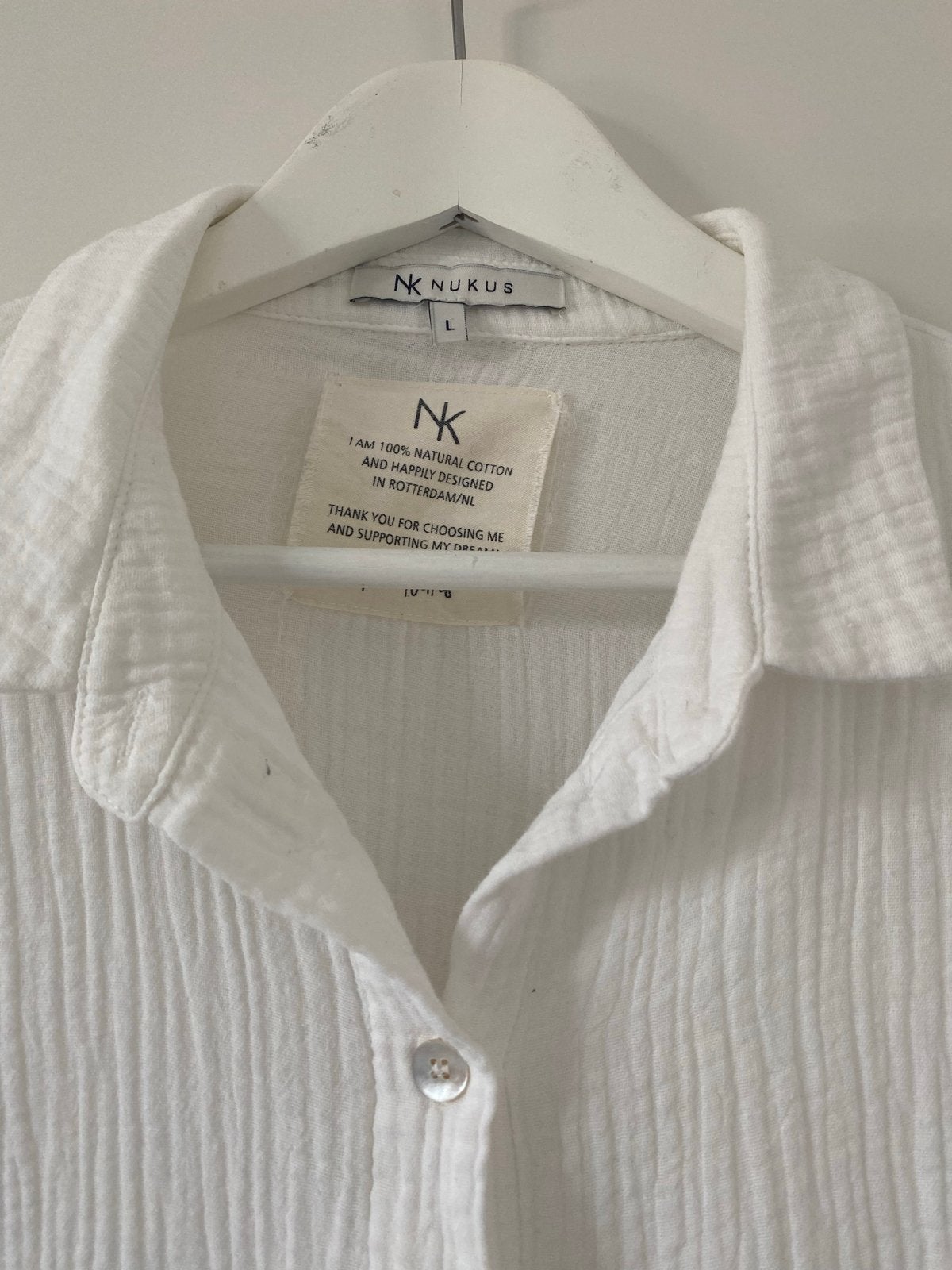 Witte NK Nukus Blouse - Maat L, 100% Katoen, Ophalen of Verzenden, Zo goed als nieuw, Maat 42/44 (L), Wit