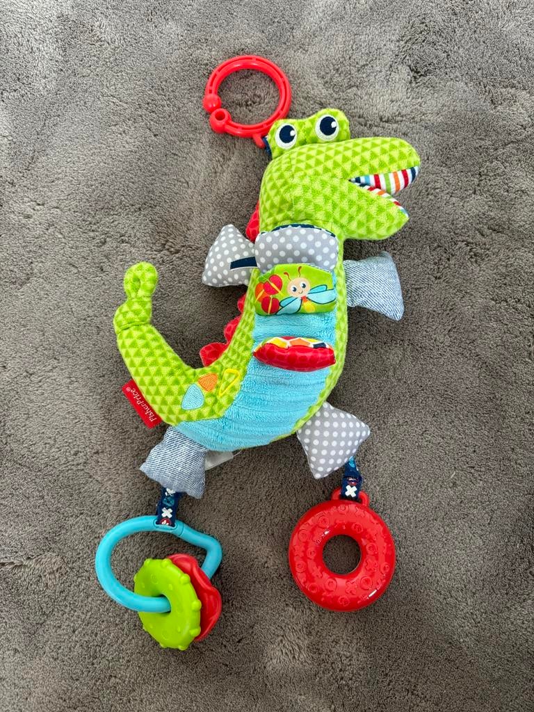 Fisher-Price Krokodil Rammelaar/Bijtring, Kinderen en Baby's, Ophalen of Verzenden, Zo goed als nieuw, Rammelaar