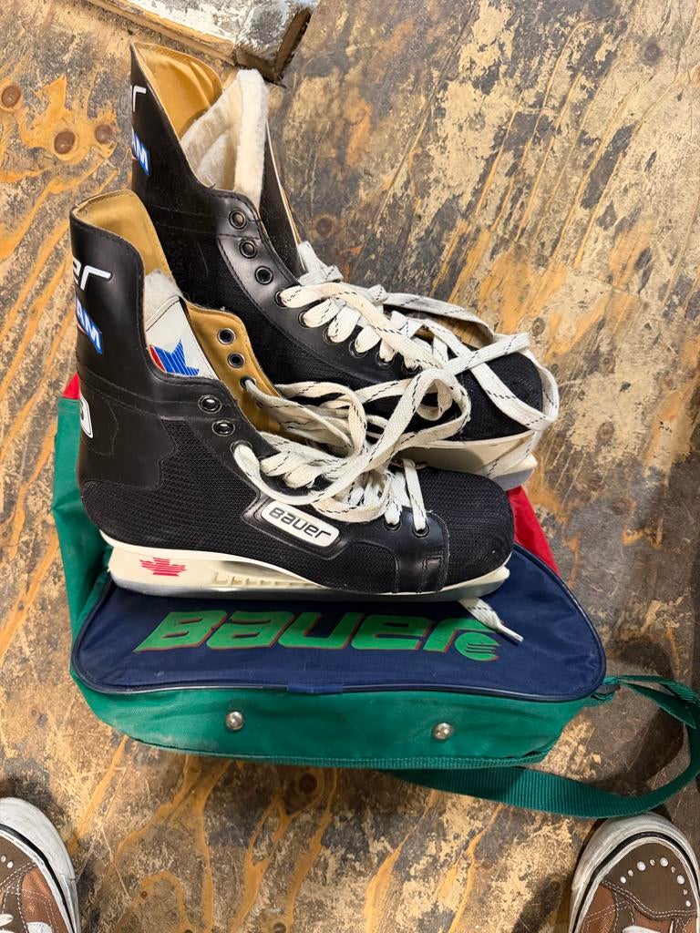 Bauer ijshockey schaatsen met tas, Sport en Fitness, IJshockey, Ophalen of Verzenden, Gebruikt, Schaatsen