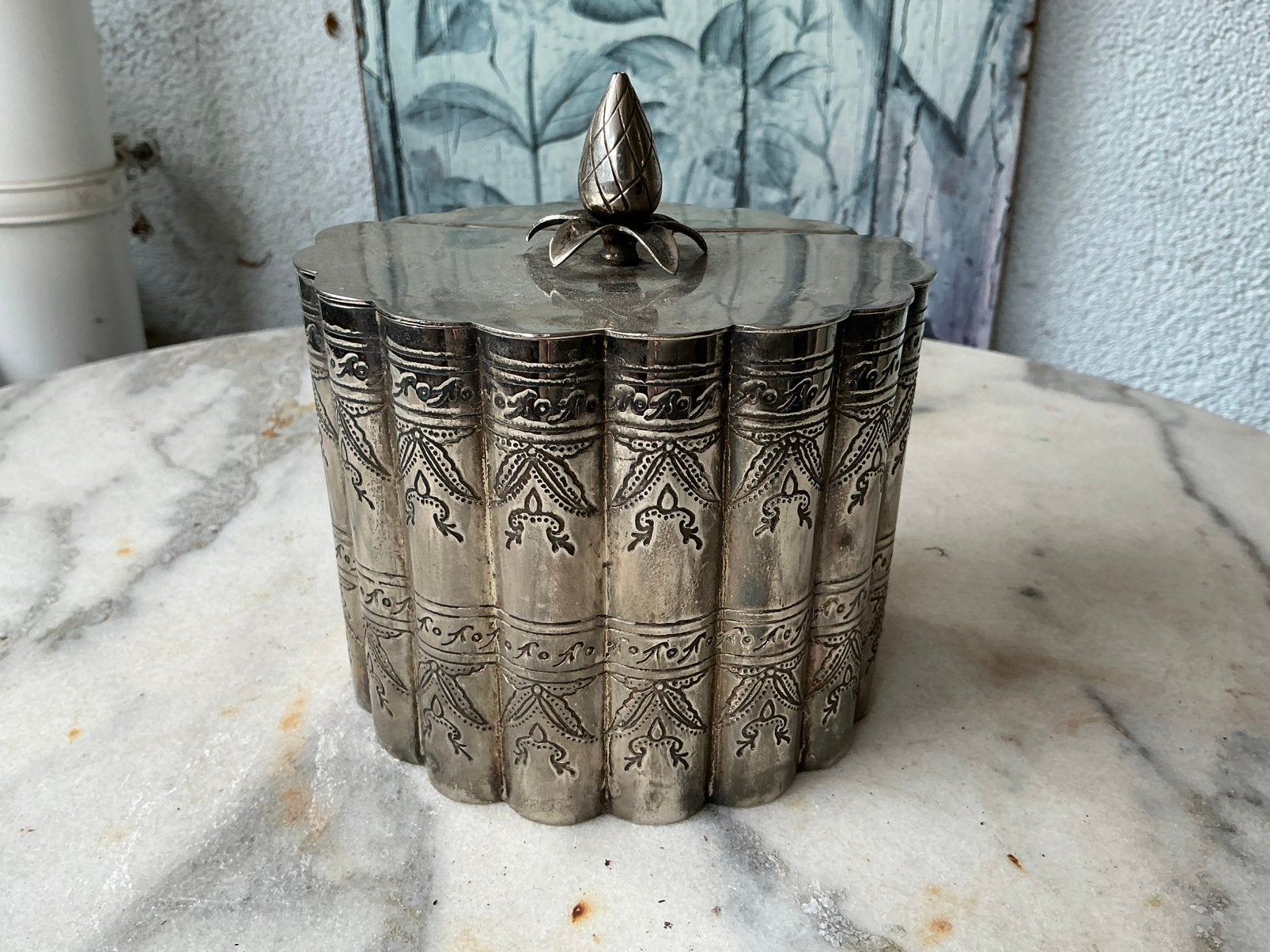 Antieke verzilverde suikerpot,koektrommel, Verzenden
