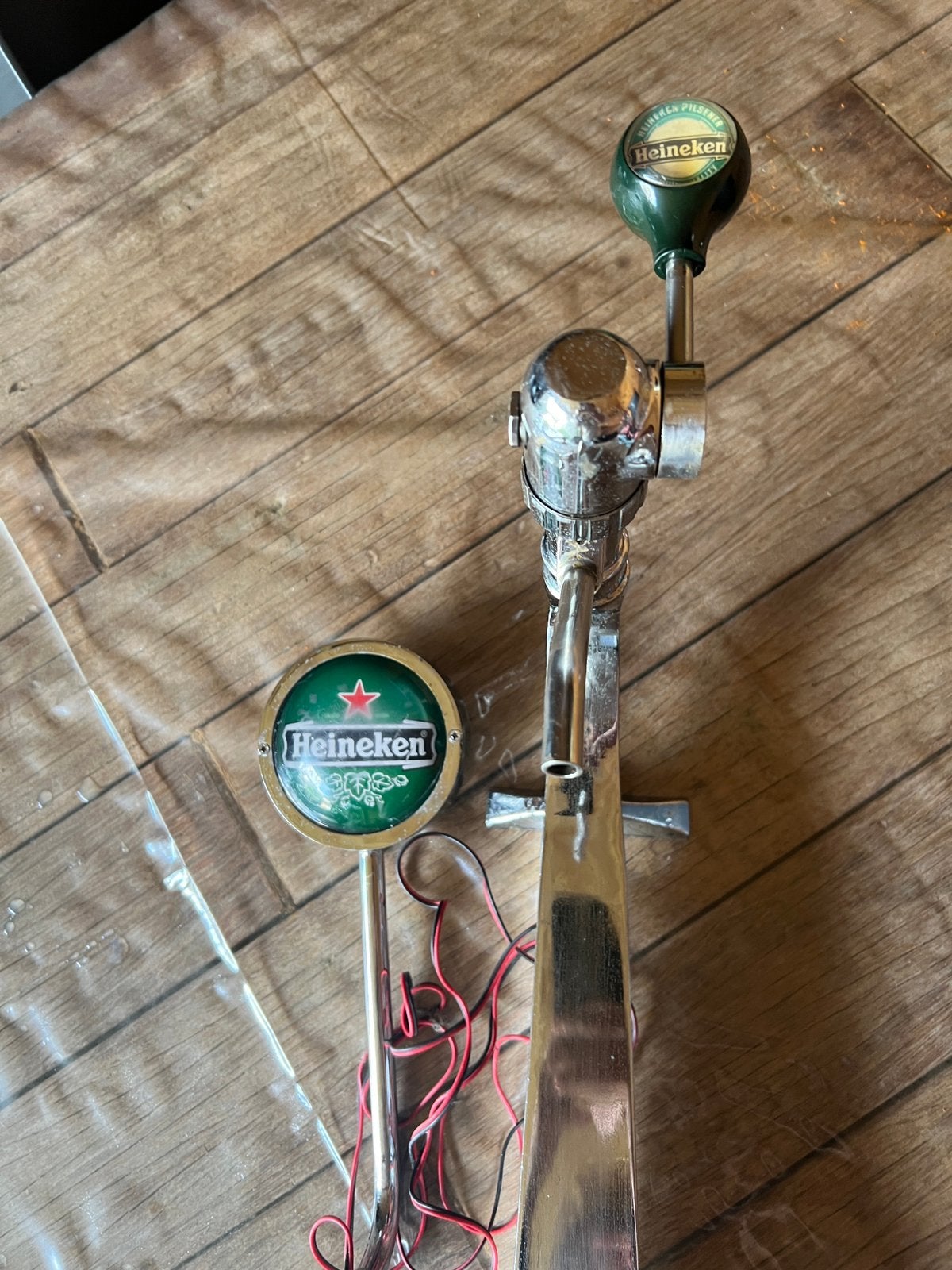 Vintage Heineken tap en verlichtings accessoire, Ophalen, Gebruikt, Reclamebord, Plaat of Schild, Heineken