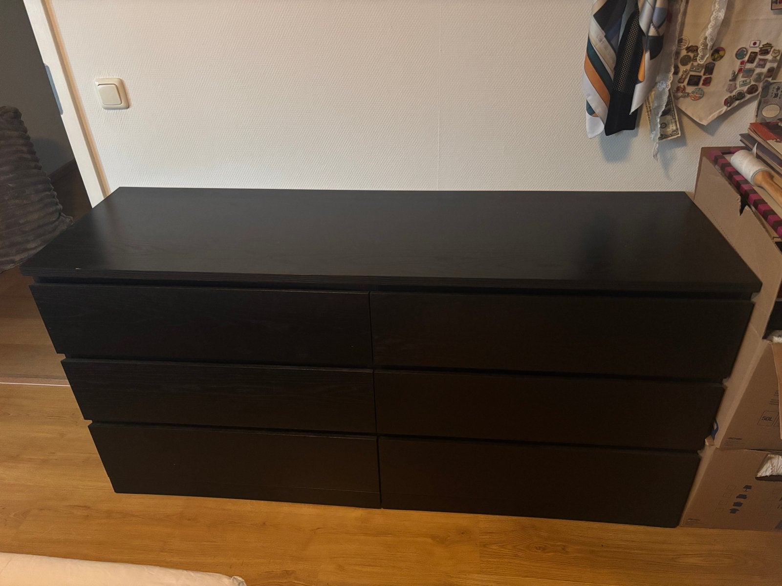 Malm ladekast met 6 laden, Huis en Inrichting, Ophalen, Gebruikt, 5 laden of meer, 150 tot 200 cm