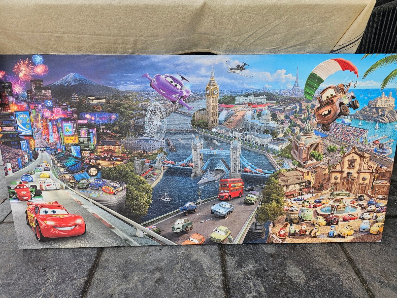 Canvas schilderij Cars 120x60 cm, Antiek en Kunst, Ophalen, Op houten frame, Print, Stripfiguren/cartoons