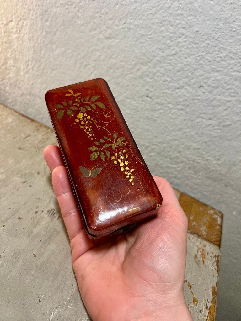 Antiek japans chinees lakdoosje kistje beschilderd Aziatisch, Antiek en Kunst, Ophalen of Verzenden