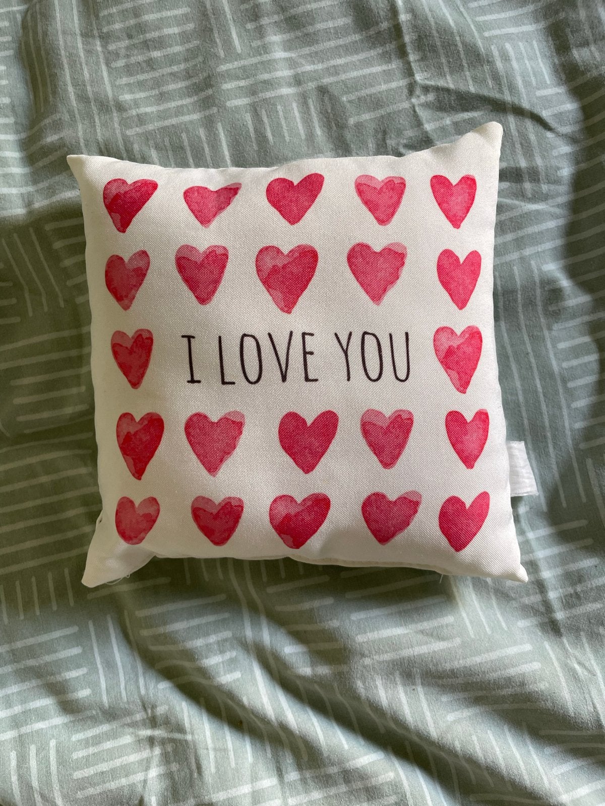 Decoratief kussen 'I LOVE YOU' met hartjes, Overige merken, Wit, Met print, Vierkant