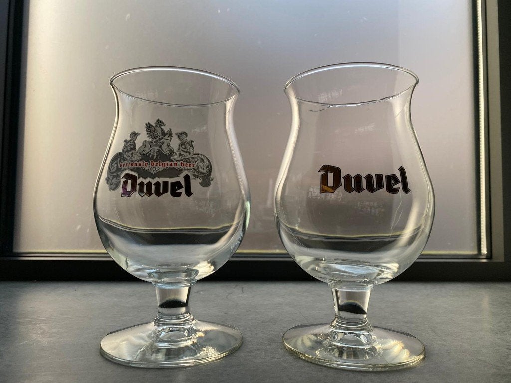 2 verschillende oude Duvel bokalen, Ophalen of Verzenden, Nieuw, Glas of Glazen, Duvel