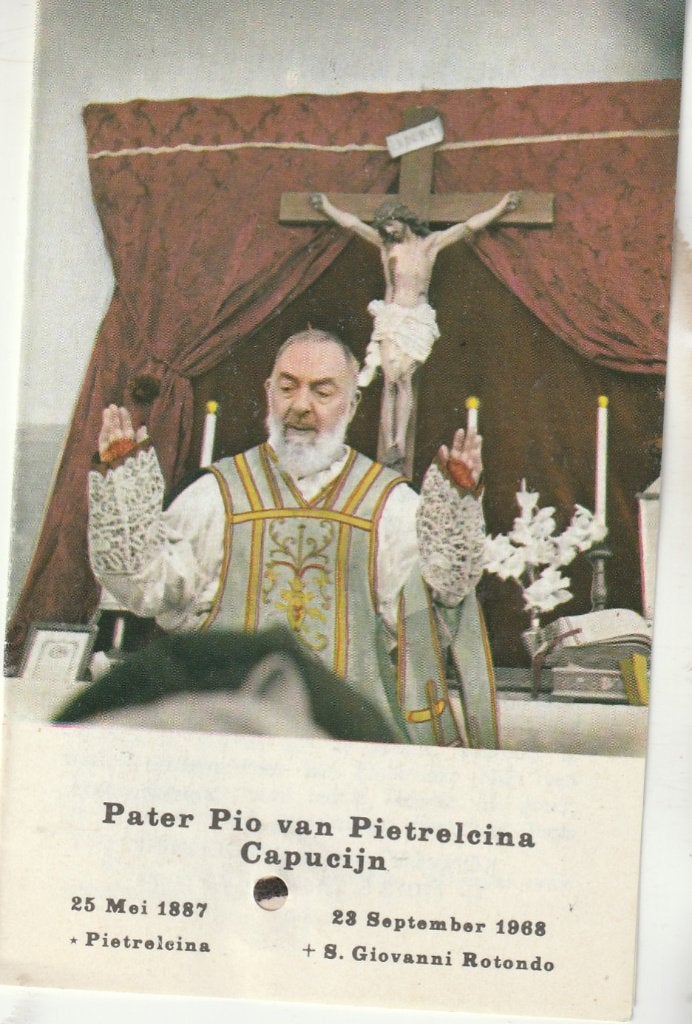 Bidprentje Pater Pio van Pietrelcina - Capucijn, Verzamelen, Ophalen of Verzenden, Gebruikt, Kaart of Prent, Christendom | Katholiek