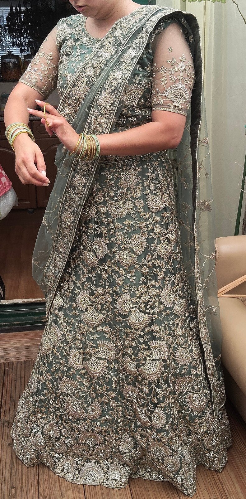 Prachtige Indiase Lehenga Choli - Feestelijke Outfit, Onder de knie, Ophalen, Maat 38/40 (M), Indiaas
