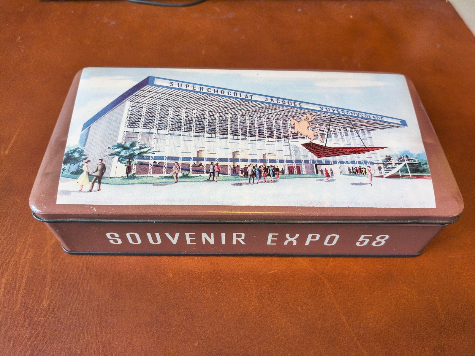 Vintage Souvenir Expo 58 Brussel Blik Superchocolade Jacques, Verzamelen, Ophalen of Verzenden, Gebruikt, Overige