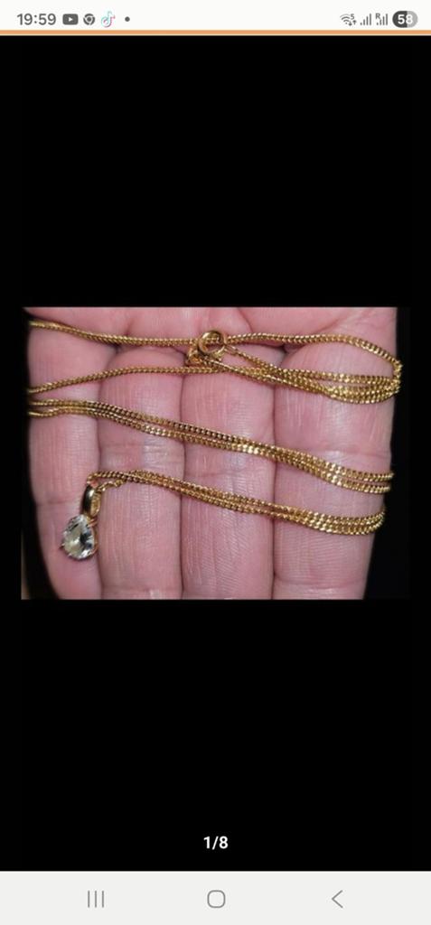 Gouden ketting18k met hanger 14k zirkonia steen, Gebruikt, Ophalen of Verzenden, Met edelsteen, Goud