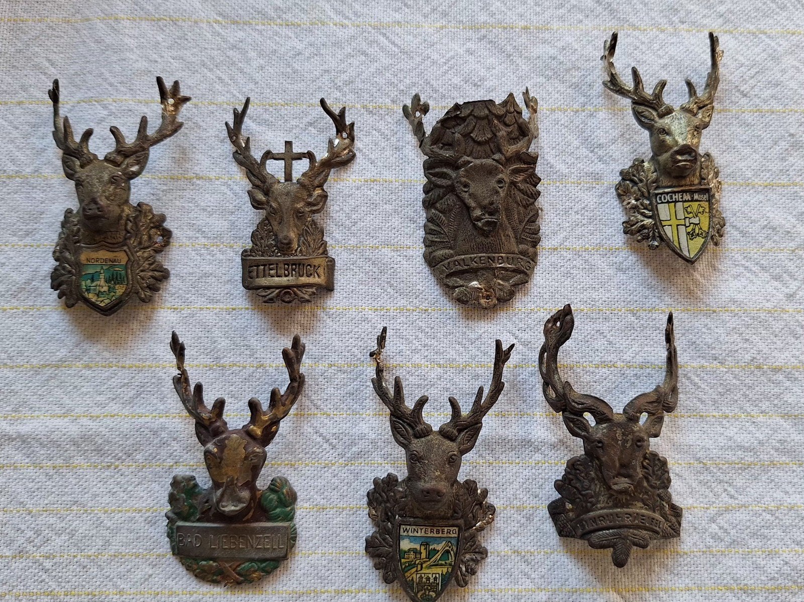 Antieke stocknagel stokembleem hert ree, Ophalen of Verzenden