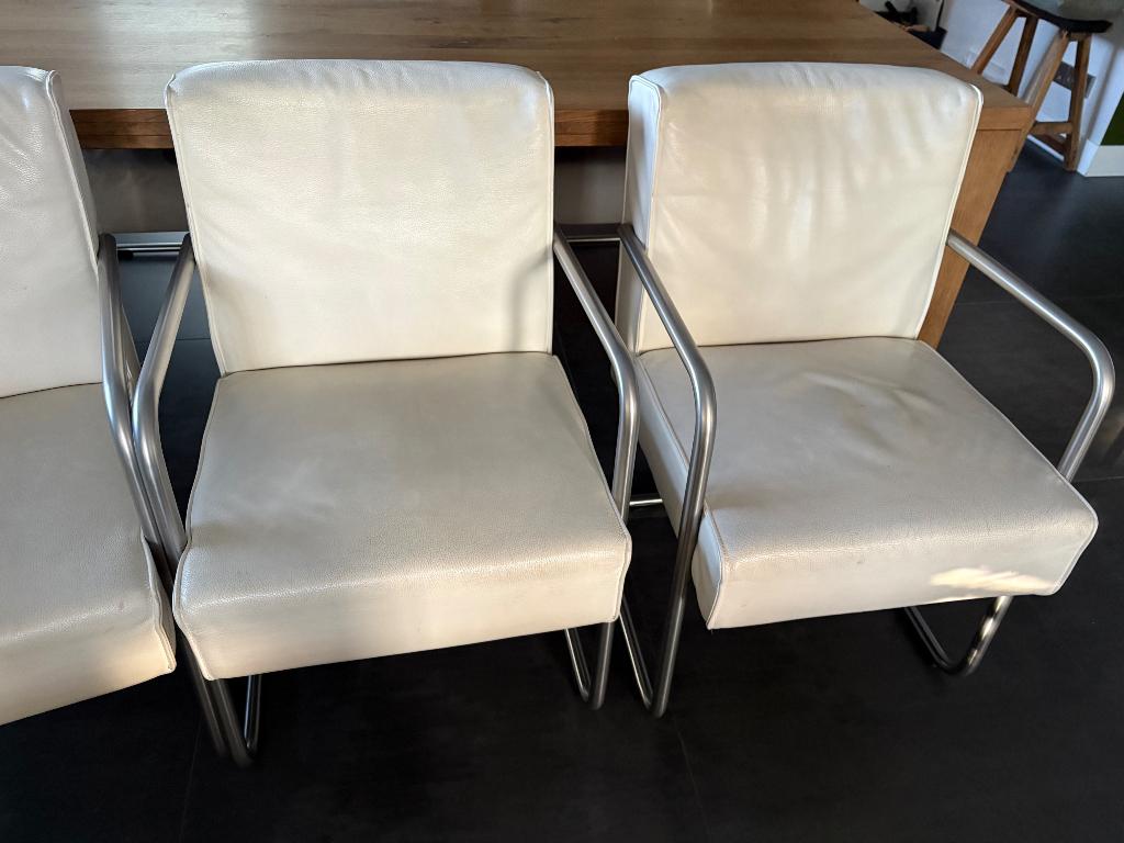 Eetkamerstoelen, Huis en Inrichting, Stoelen, Ophalen, Gebruikt, Wit, Leer