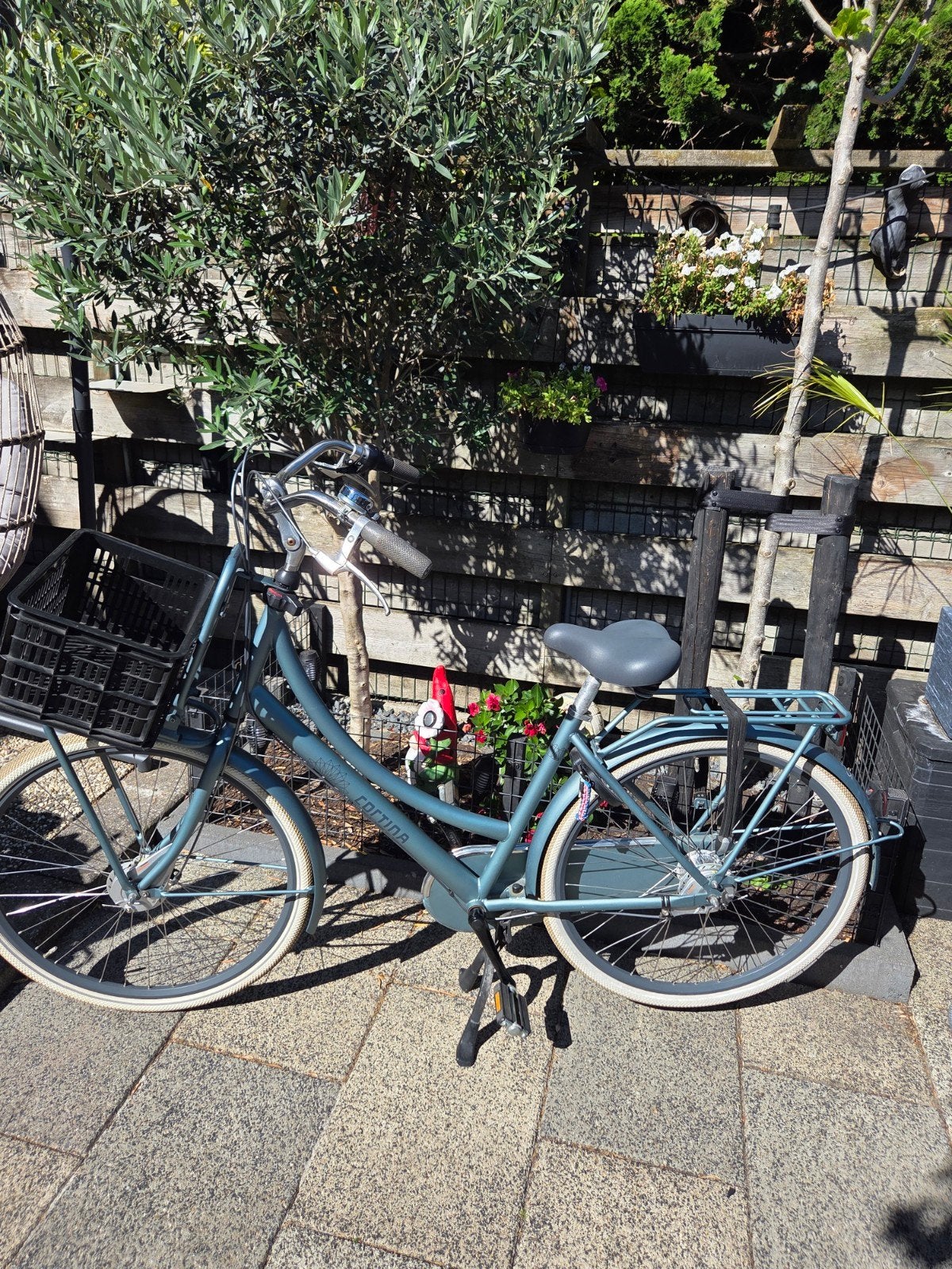 Een mooie Cortina damesfiets met krat en kinderzitje van Yep, Gebruikt, Versnellingen, 50 tot 53 cm, Trommelrem