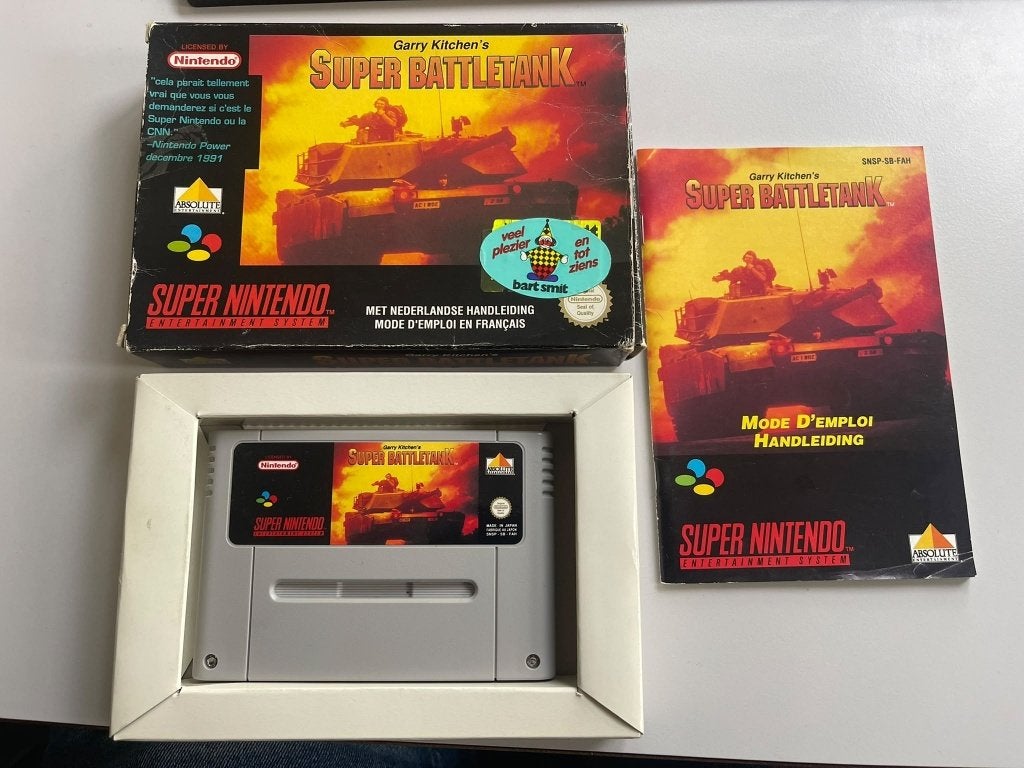 Super Battletank SNES PAL - Doos + Handleiding (CIB), Gebruikt, 1 speler, Ophalen of Verzenden, Vanaf 3 jaar