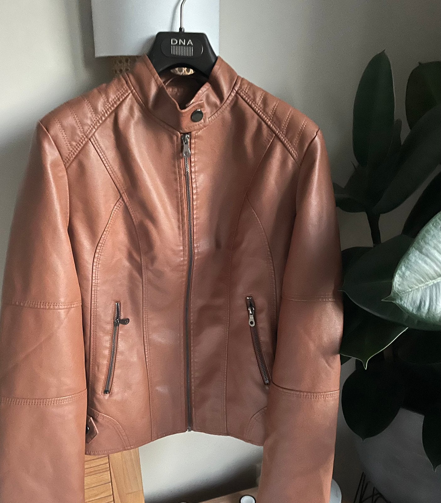 Leatherlook biker jack women, Ophalen of Verzenden, Nieuw, Maat 48/50 (M), Bruin