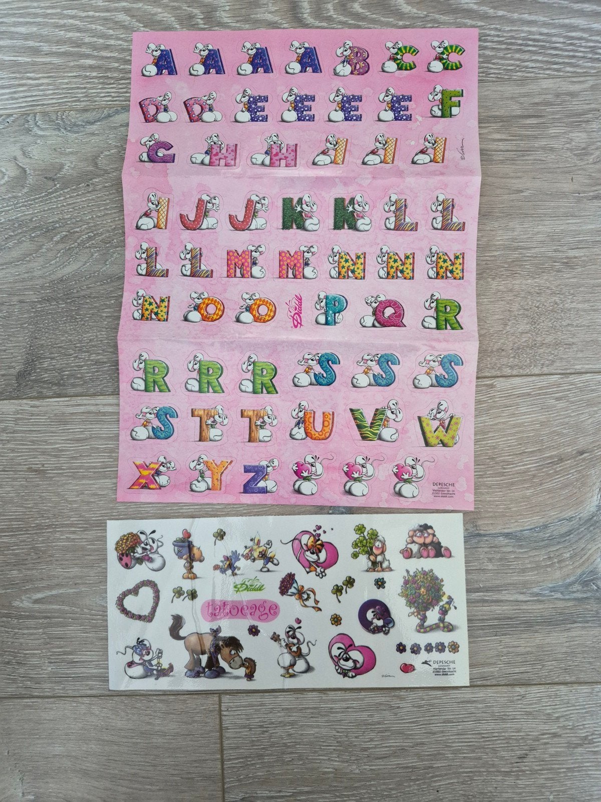 Diddl stickers A tm Z en Diddl tatoeages, Ophalen of Verzenden, Verschillende figuren, Nieuw, Overige typen