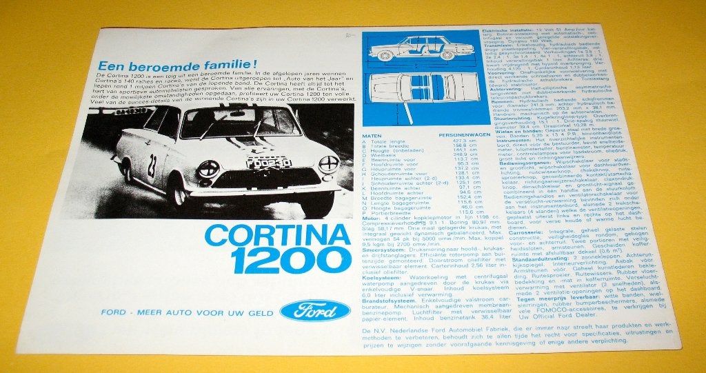 Folder autofolder Ford Cortina 1200 ZGAN, Boeken, Auto's | Folders en Tijdschriften, Ophalen of Verzenden, Gelezen, Ford