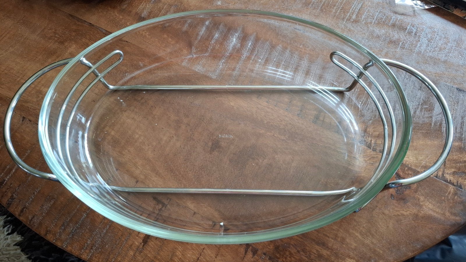 SIMAX glazen ovenschotel in metalen standaard!, Ophalen of Verzenden