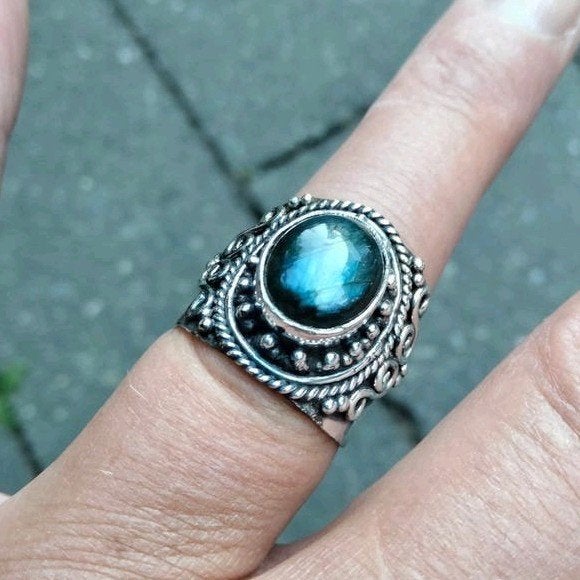 Labradoriet ring maat 18,5, 18 tot 19, Verzenden, Nieuw, Dame