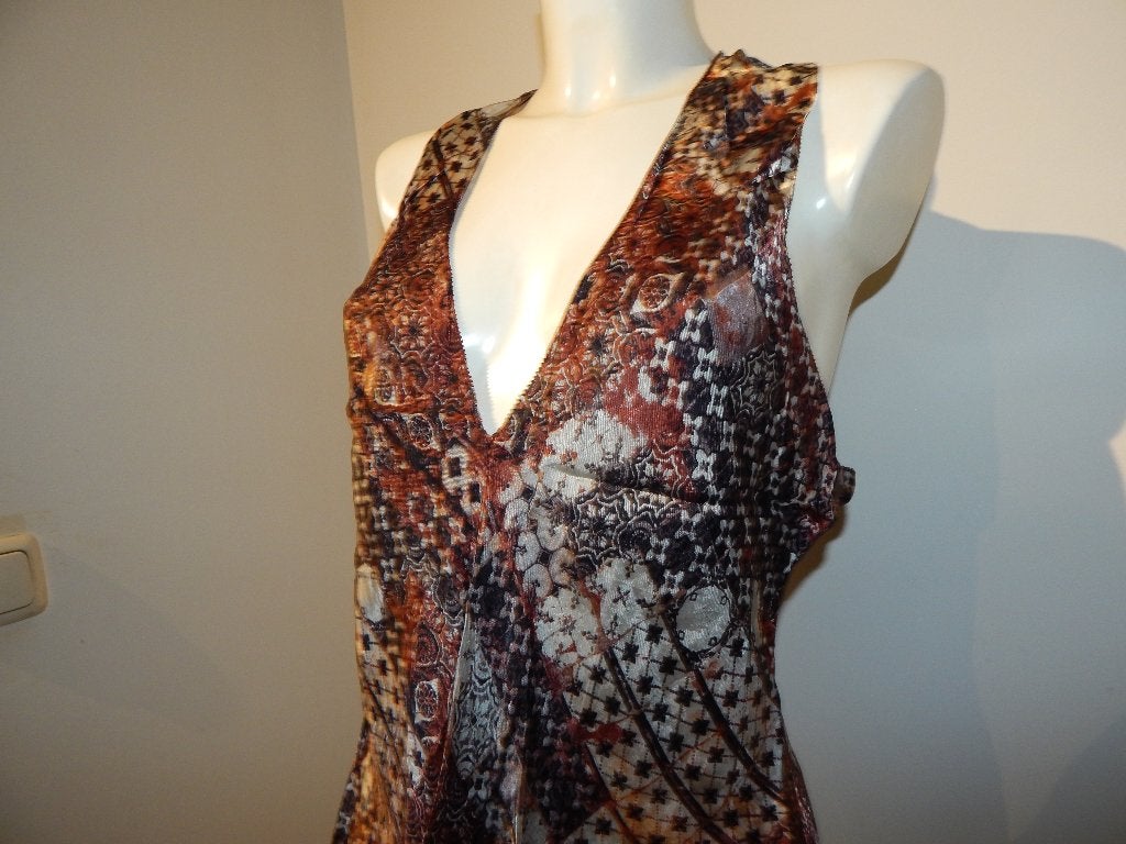 Jean Paul Gaultier satijn achtige top in print apart vintage, Maat 38/40 (M), Jean paul gaultier, Zonder mouw, Gedragen