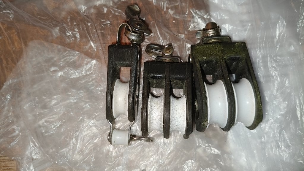 Set van 3 Zeilblokken / Katrollen, Ophalen of Verzenden, Gebruikt, Lijn of Blok