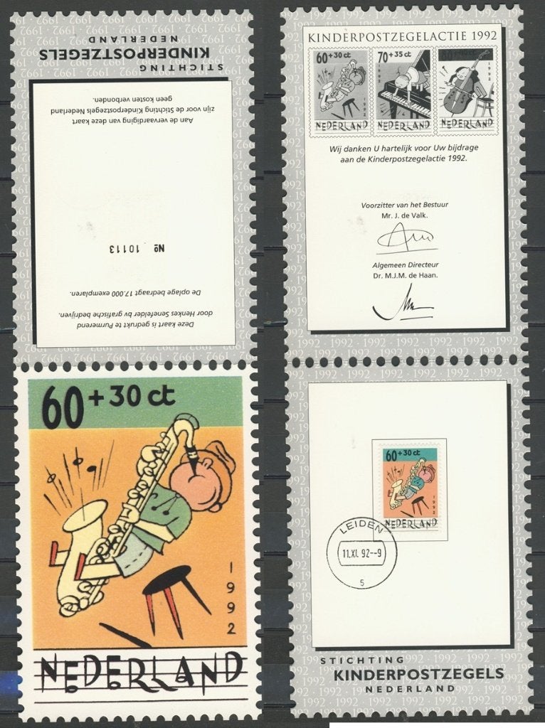 Kinderzegels NVPH 1538 Gest. 1992 1e dag Postzegel k-12 jdu, Ophalen of Verzenden, Na 1940, Gestempeld
