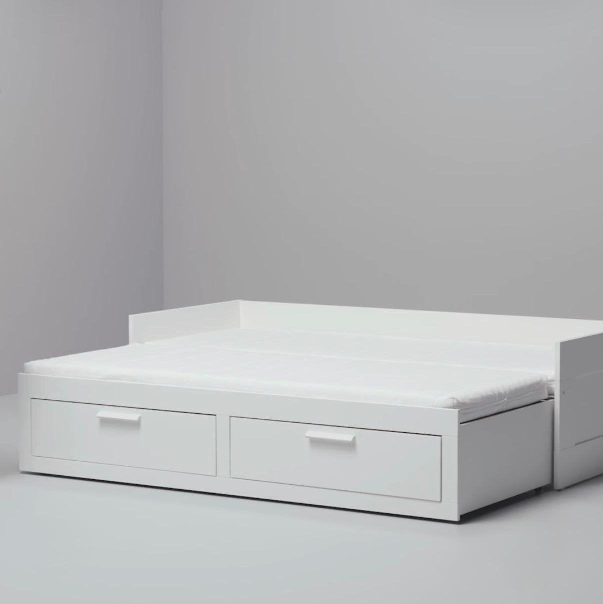 IKEA witte Brimnes bedbank 200x80/160 cm met 2 matrassen, Ophalen, Tweepersoons, 80 cm, 200 cm