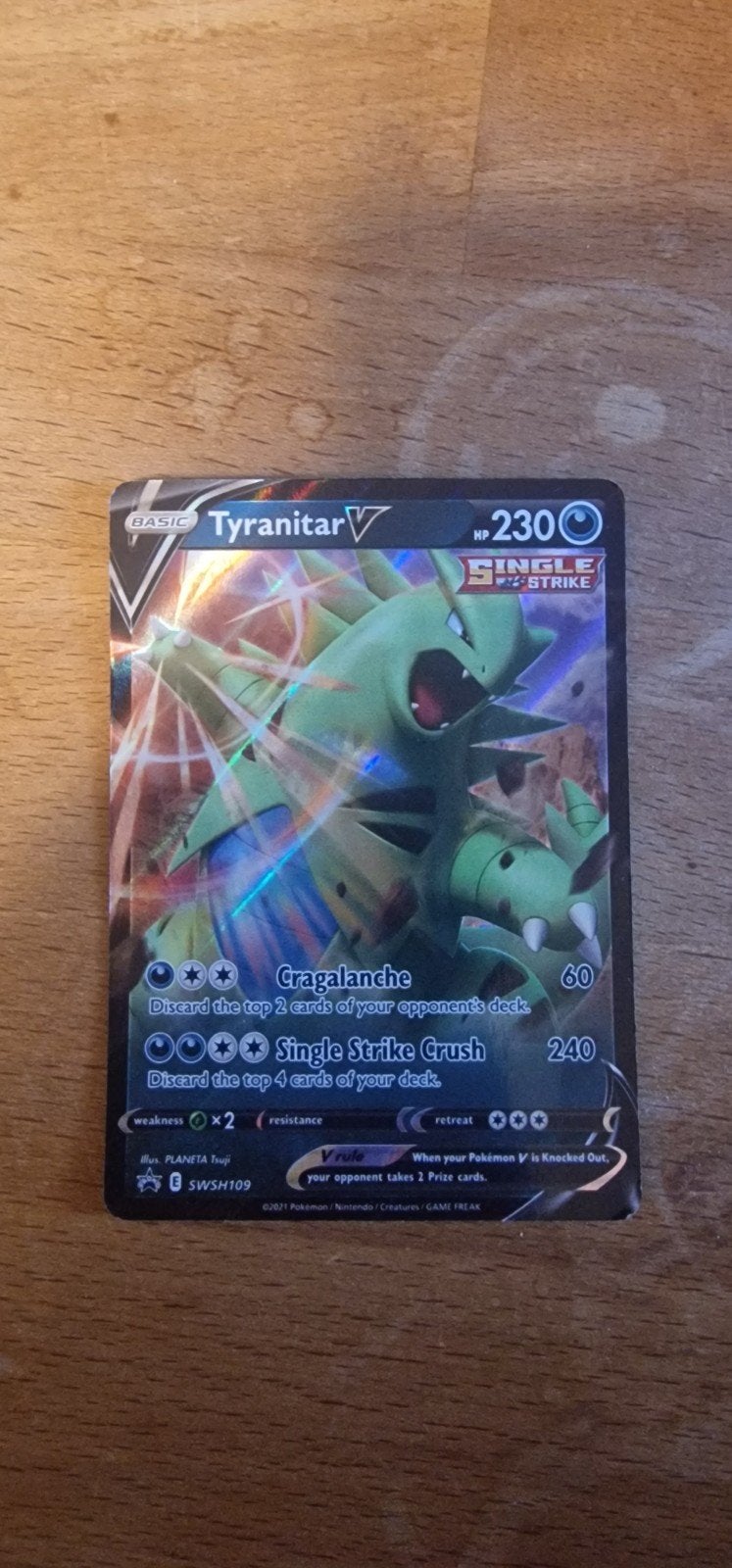 Pokemon Tyranitar V - SWSH109 - Holo Foil Black Star Promo, Ophalen, Zo goed als nieuw, Losse kaart, Foil