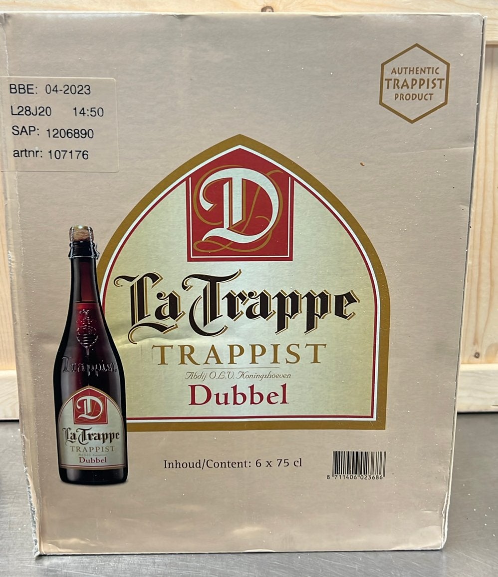 6 flessen (6 x 75 cL) La Trappe Dubbel  THT (BBE)  04-2023, Ophalen of Verzenden, Zo goed als nieuw, Flesje(s), La Trappe
